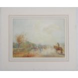 Patrick Lewis Forbes, XIX-XX, Watercolour, Driving cattle on a country path in the Autumn,