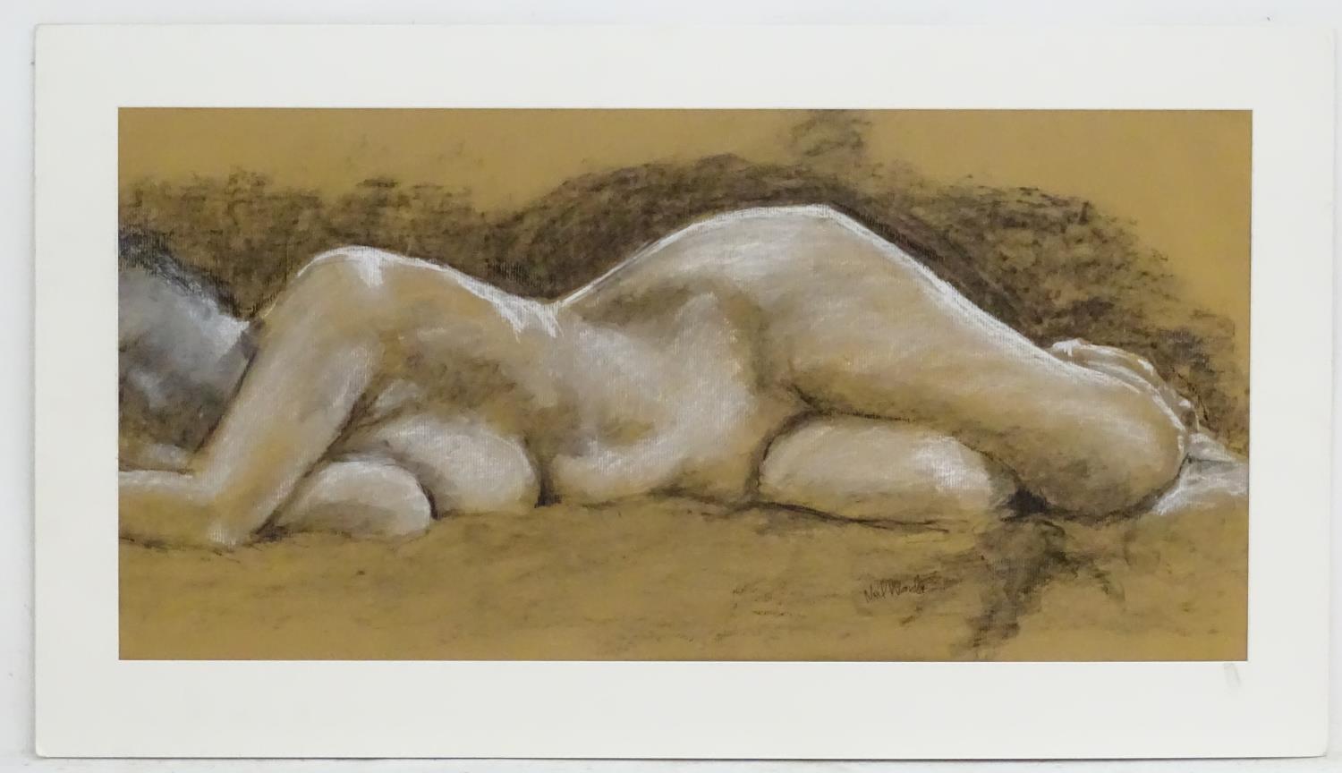 Neil Wardle, XX, Charcoal and chalks, Reclining Nude, Signed in pencil lower right, Approx. - Image 4 of 5