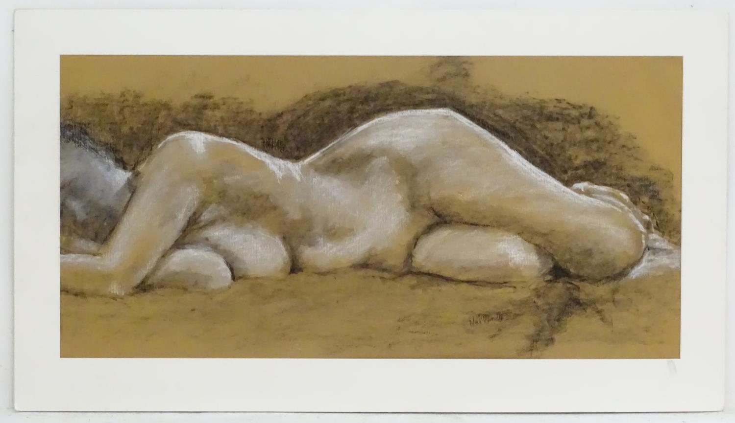 Neil Wardle, XX, Charcoal and chalks, Reclining Nude, Signed in pencil lower right, Approx. - Image 3 of 5