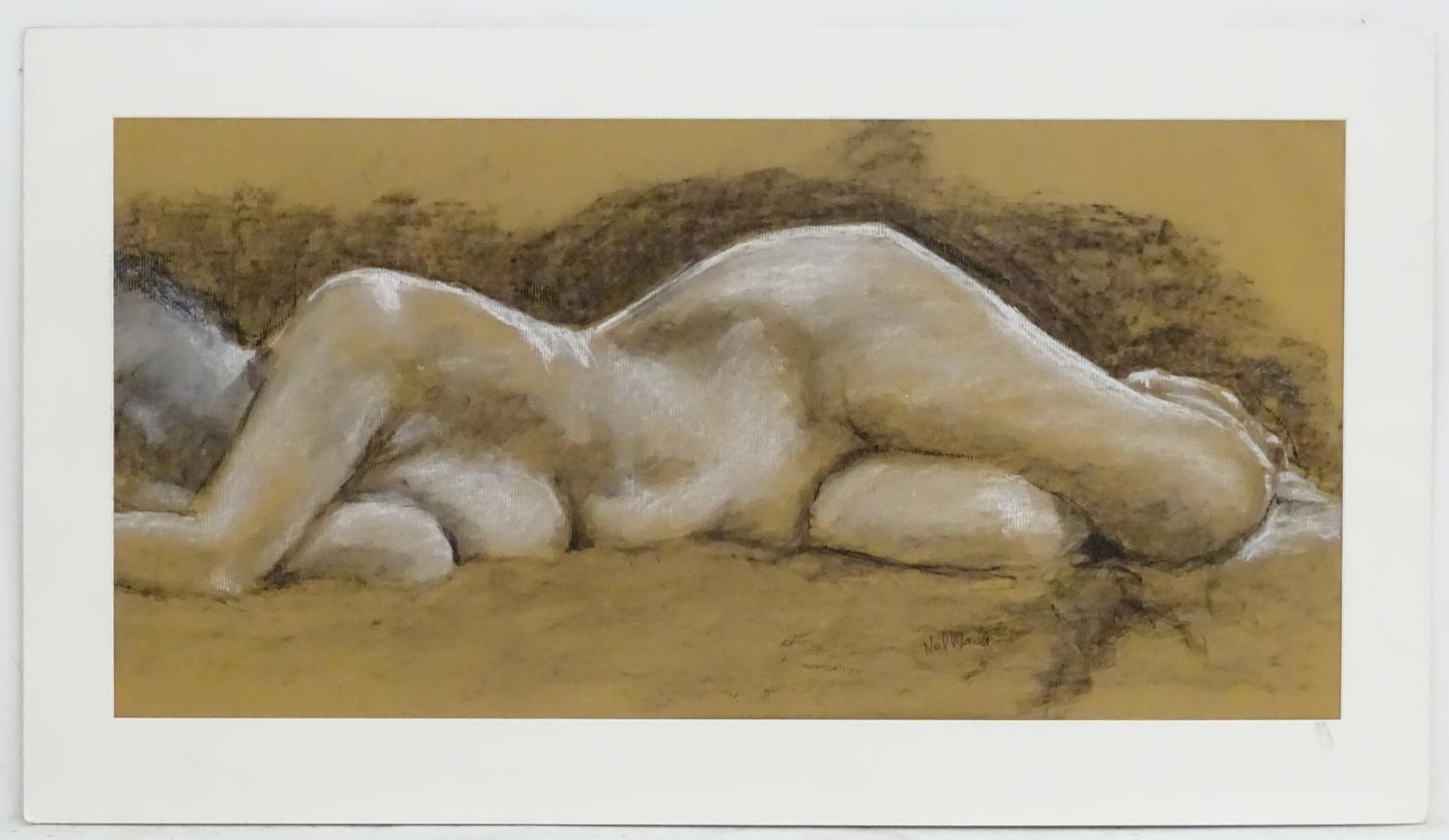 Neil Wardle, XX, Charcoal and chalks, Reclining Nude, Signed in pencil lower right, Approx.