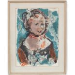 Michel Kikoine (1892-1968), Russian School, Lithograph, A portrait of a young girl, c.