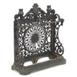 A 19thC cast iron Coalbrookdale style stick stand. 29" wide x 11" deep x 33 1/2" high