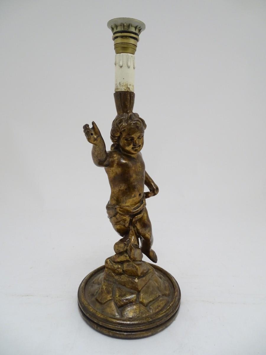 A composite lamp base formed as a classical putto / cherub on a rocky outcrop. Approx. 21" high - Image 4 of 9