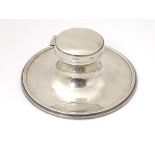 A silver capstan formed inkwell hallmarked Birmingham 1927 maker William Hutton & Sons Ltd 6" wide x