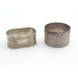 Two silver napkin rings with engine turned decoration. (2) (50g) Please Note - we do not make