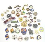 A quantity of assorted pins and badges, some with enamel decoration. To include, Leicester County