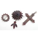 Assorted items of garnet paste jewellery. (3) Please Note - we do not make reference to the