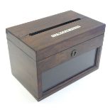 A Victorian rosewood General Post box of rectangular form with a glazed front. The top set with an