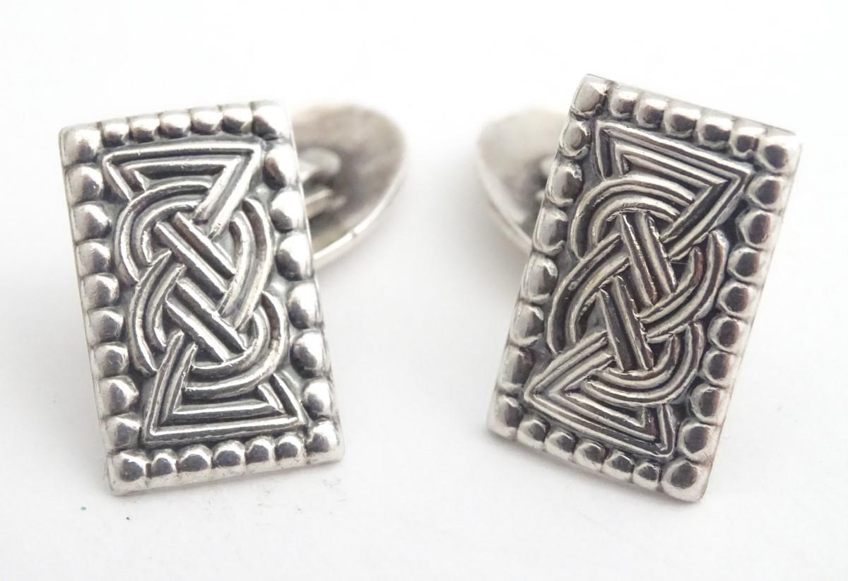 Norwegian silver cufflinks with celtic style design, based on an archaeological find from 850 AD. - Image 10 of 11