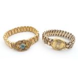 Two late 19thC / eraly 20thC gilt metal bracelets of expanding form (2) Please Note - we do not make