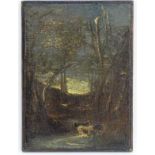 Manner of Thomas Gainsborough (1727-1788), Oil on canvas, Cattle / cows on a wooded path in the late