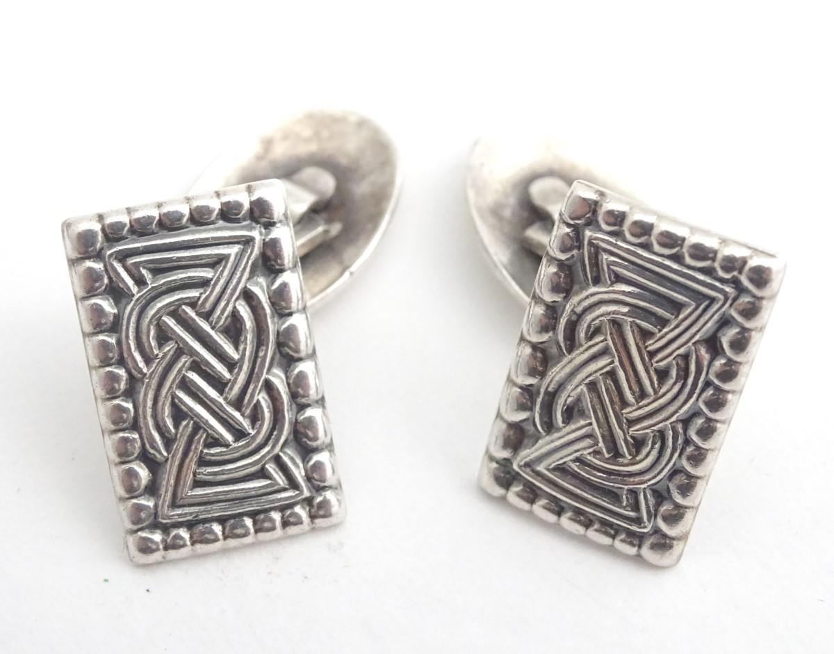 Norwegian silver cufflinks with celtic style design, based on an archaeological find from 850 AD. - Image 3 of 11