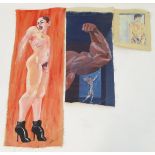 Nikolaas Boden, XX, Oil on unstretched canvas, x3, Studies of Raymond, A muscly bicep with a