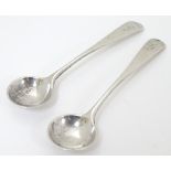 A pair of George III Scottish silver Old English pattern salt spoons, Edinburgh c.1800, maker Robert