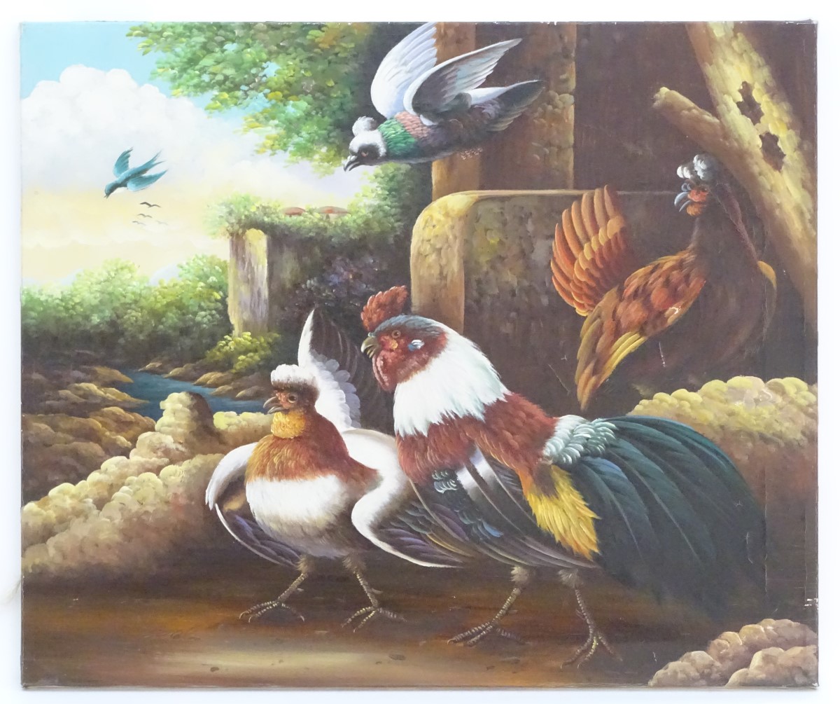 Indistinctly signed G. Segal, XX, Continental school, Oil on canvas, Birds in a landscape. - Image 5 of 7
