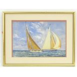 E. Hewett, XX, Marine School, Watercolour, Two sailing boats racing at sea, Signed and dated 1934