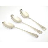 A set of three George III old English teaspoons hallmarked London 1806 maker John Lias . 5 1/4" long