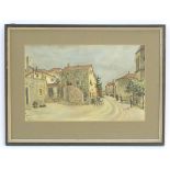 After Tomislav Krizman (1883-1955), Croatian School, Hand coloured print, Croatia street scene.