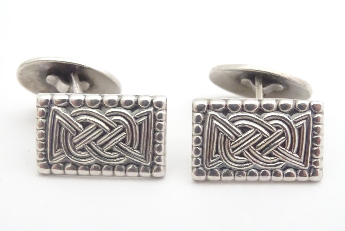 Norwegian silver cufflinks with celtic style design, based on an archaeological find from 850 AD.