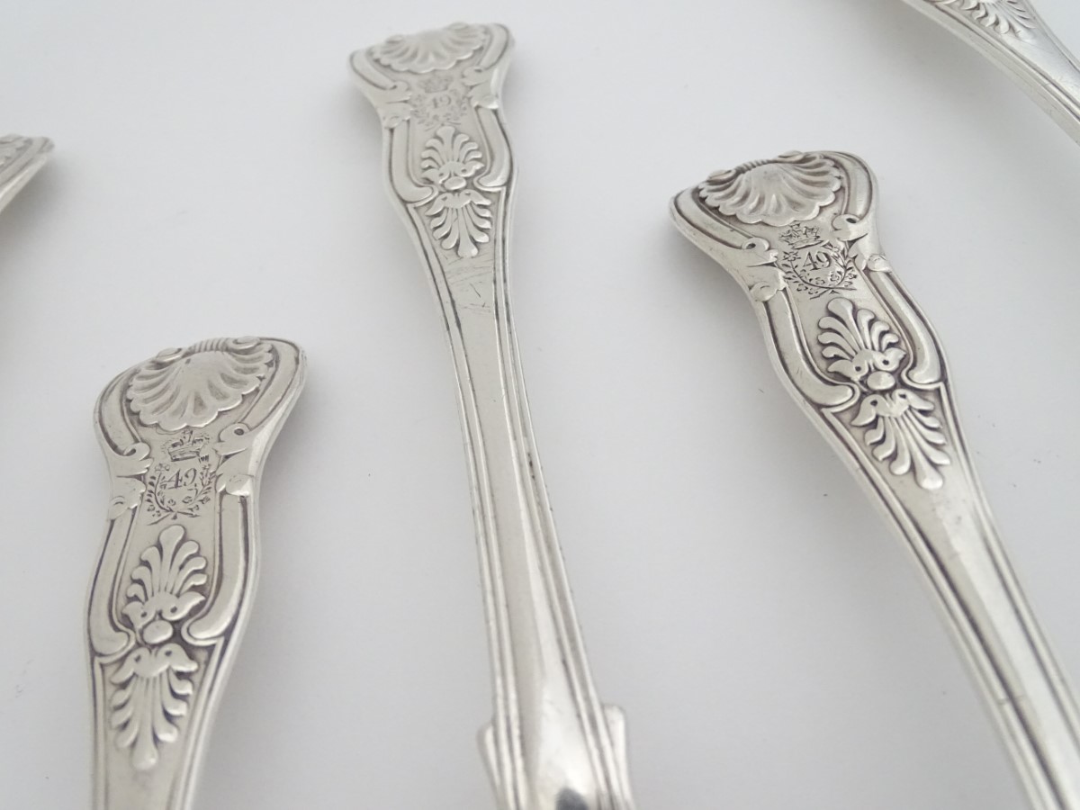 A set of 11 Geo IV silver kings pattern table spoons . Hallmarked London 1828 maker William - Image 13 of 15