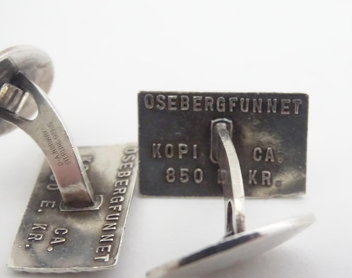 Norwegian silver cufflinks with celtic style design, based on an archaeological find from 850 AD. - Image 6 of 11