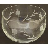 A boxed Gleneagles Crystal 'Springtime Ambiente' glass bowl, with etched floral decoration, 9"