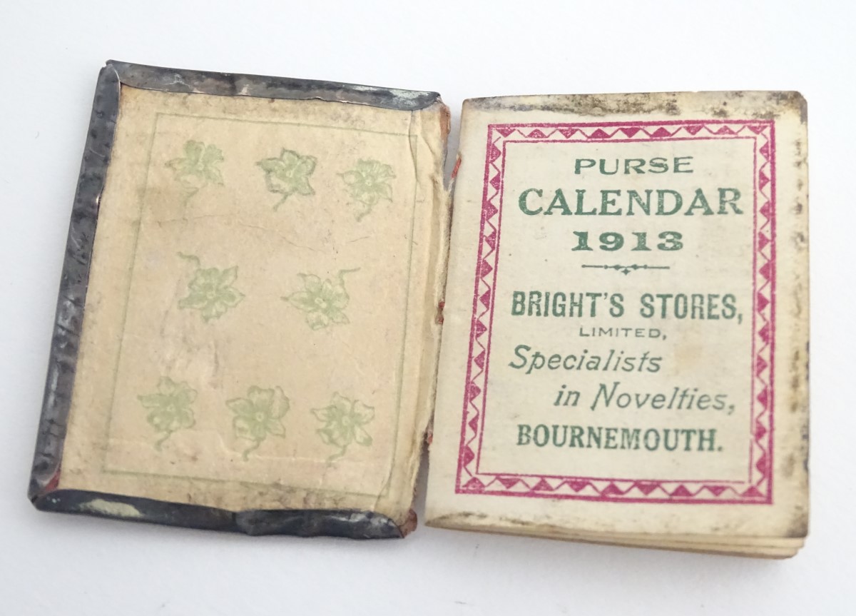 A silver fronted miniature purse calendar. Hallmarked Birmingham 1911 maker Crisford & Norris 1 3/4" - Image 3 of 7