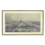 XIX, English School, Topographical print, A monochrome print of London, with a view of the Thames