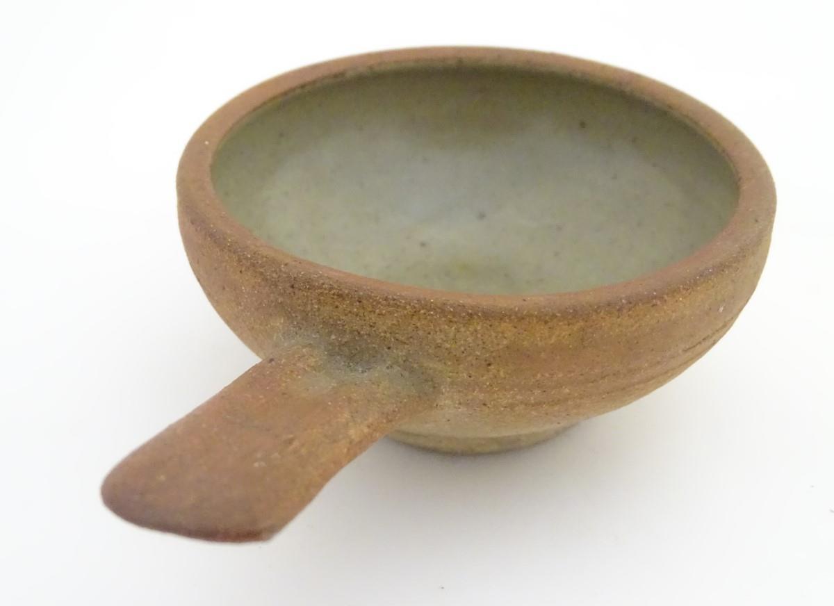 A Leach Pottery, St. Ives, stoneware egg baker / ramekin with a single handle. Impressed studio - Image 3 of 11