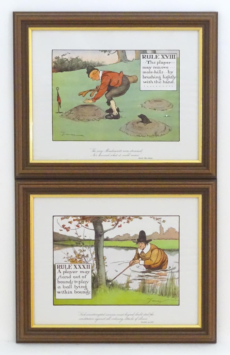 After Chas Crombie (1880-1967), English School, Humorous cartoon chromolithographs x2, The Rules - Image 4 of 21