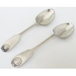 A Scottish silver fiddle and shell pattern teaspoon hallmarked Edinburgh 1835 maker William Marshall