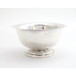 A mid 20thC American silver bowl marked ' Sterling by Poole, Raul Revere Reproduction. 6"