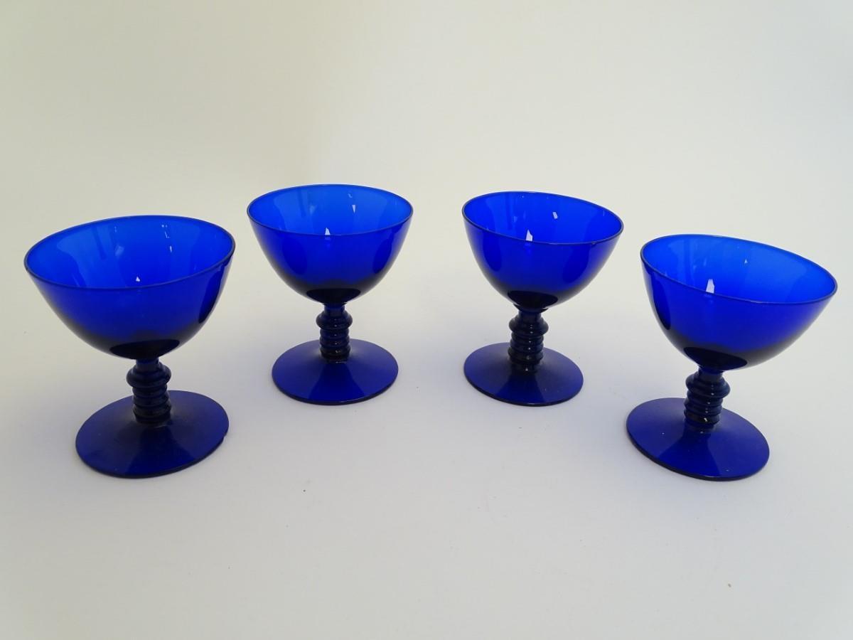 7 assorted items of blue glass comprising drinking glasses, dish, vase etc. The tallest 12 3/4'' - Image 6 of 7