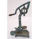 A continental cast iron Bouchoneuse wine bottle corking machine, in painted green finish,