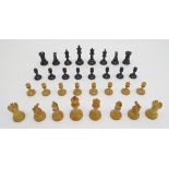 Toy: A set of Staunton chess pieces with weighted bases, two of the rooks and two of the knights
