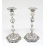 A pair of Victorian silver candlesticks hallmarked London 1887 maker Martin Hall & Co. Please Note -