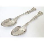 A pair of silver Kings pattern teaspoons hallmarked Sheffield 1893 maker Mappin & Webb 5 1/4"