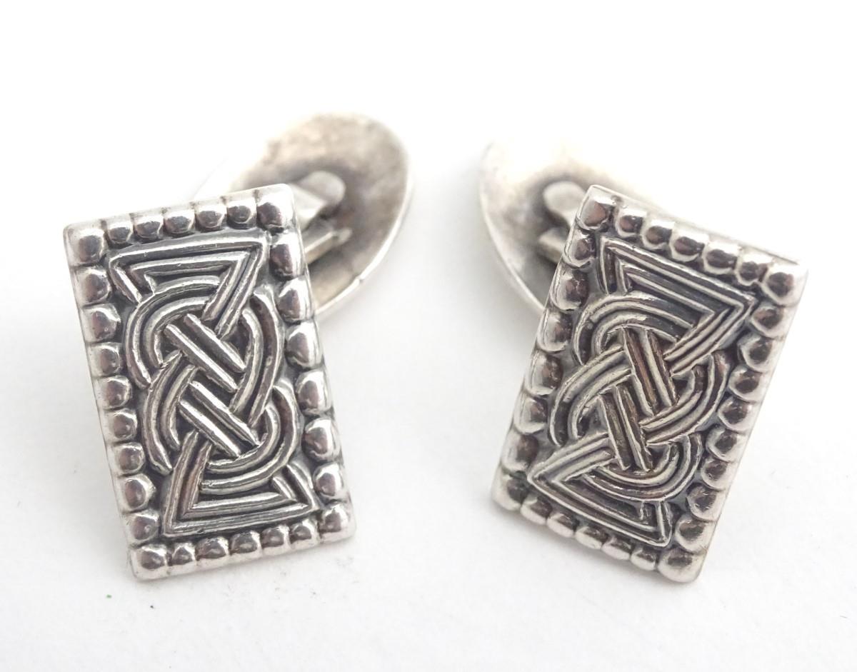 Norwegian silver cufflinks with celtic style design, based on an archaeological find from 850 AD. - Image 2 of 11