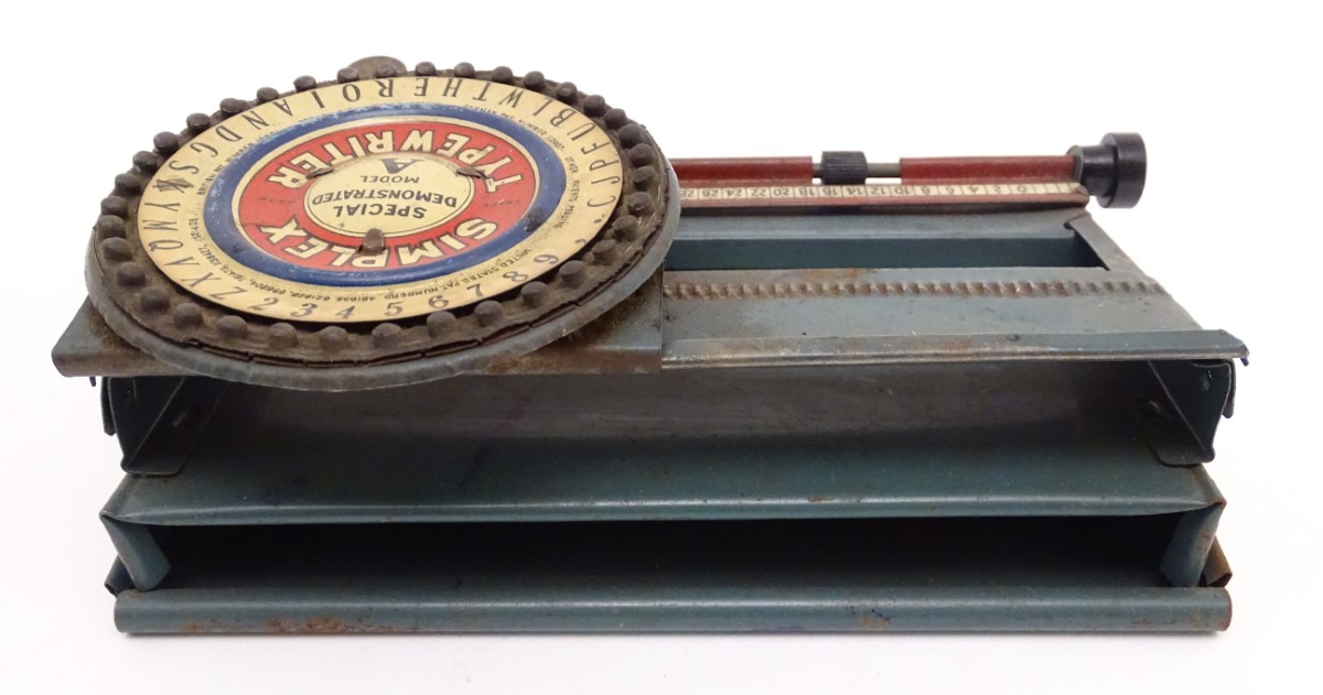 Toy: A c1900 tinplate American made Simplex typewriter, Special Demonstrated Model A, with - Image 7 of 10