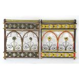 A pair of ecclesiastical chancel gates, of cast iron and brass construction with floral detail and