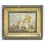 Indistinctly signed J. Groom, XVIII-XIX, Oil on paper laid on card, Lord Howe's Victory on