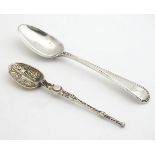 A silver teaspoon hallmarked London 1789 maker George Smith & William Fearn together with model of a