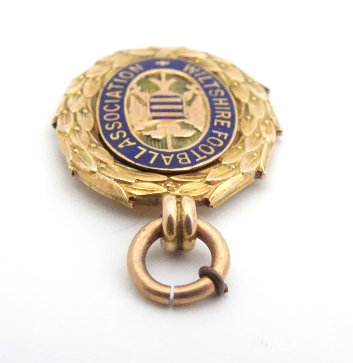 A 9ct gold fob medal with enamelled Wiltshire Football Association emblem. Total weight 8g Please - Image 7 of 13