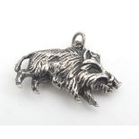 A Victorian silver novelty pendant formed as a wild boar. Probably German / Austrian. 1 1/4" wide
