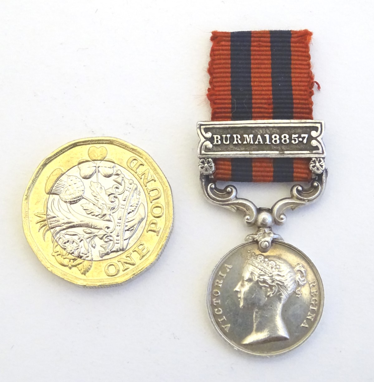 Militaria: a Victorian miniature Indian General Service Medal, with Burma 1885-7 bar and swivel - Image 4 of 5