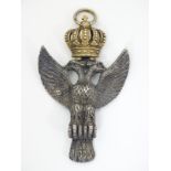 Freemasonry Interest: A silver masonic jewel formed as a double headed eagle surmounted by a