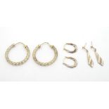 Three various 9ct gold pairs of earrings (approx 3.3g) Please Note - we do not make reference to the