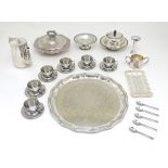 Assorted silver plated wares, to include serving dish, tray, muffin dish, etc. Please Note - we do