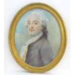XVIII, French School, Pastel on paper, an oval, A portrait of an 18thC noble gentleman, the son of