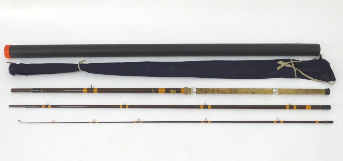 Fishing: a mid-20thC House of Hardy 13' 396cm 'Matchmaker' fishing rod, 3-piece, in cloth case